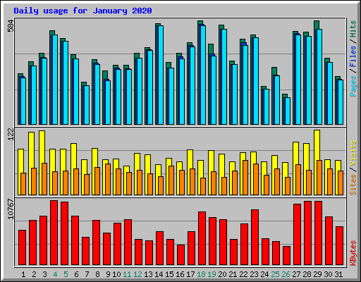 Daily usage for January 2020